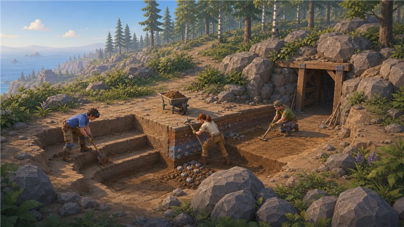 A dug pit in wilderness ground