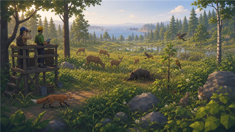 A predator watching a herd from the treeline