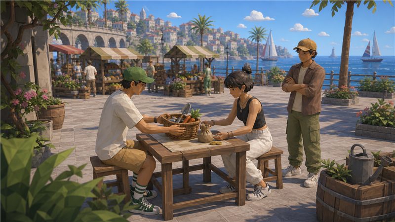Two players trading hand to hand