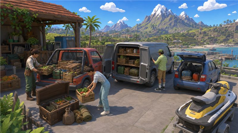 Loading crates into the back of a pickup